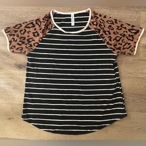 Tickled Teal Black and White Striped Tee